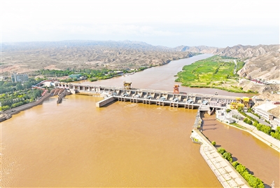     壯觀的青銅峽攔河大壩。